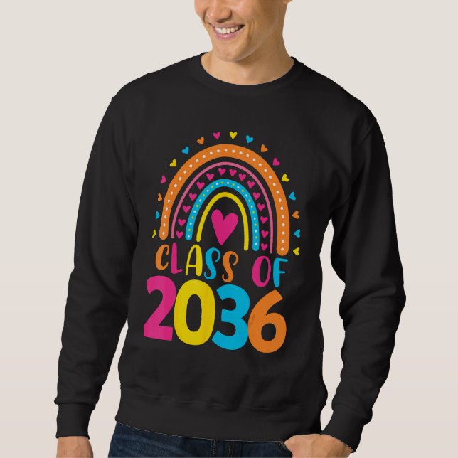 Sweatshirt Class of 2036 First Day School Kindergarten Rainbo (Devant)