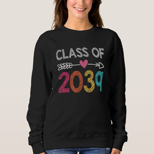 Sweatshirt Class Of 2039 Kindergarten Pre K Grow With Me Grad (Devant)