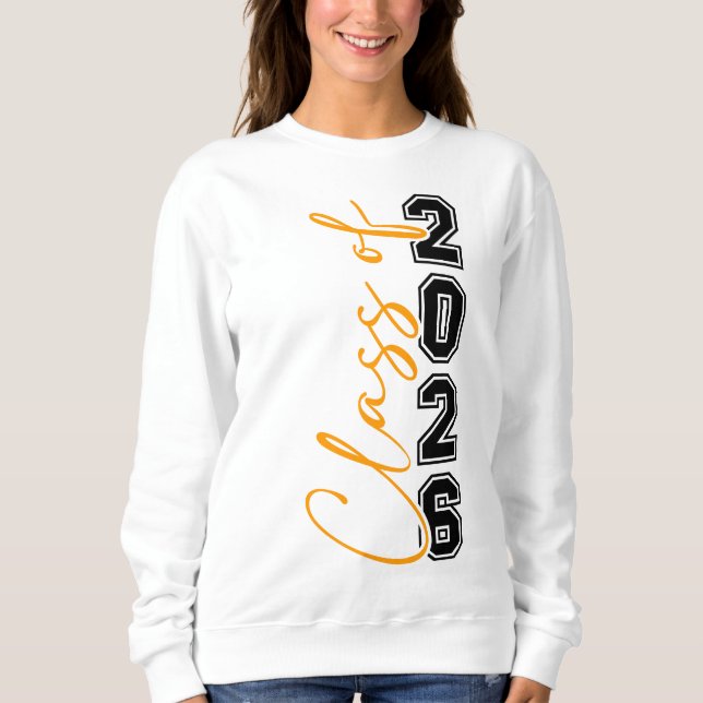 Sweatshirt Classe de 2026 Graduation Senior Orange Black (Devant)