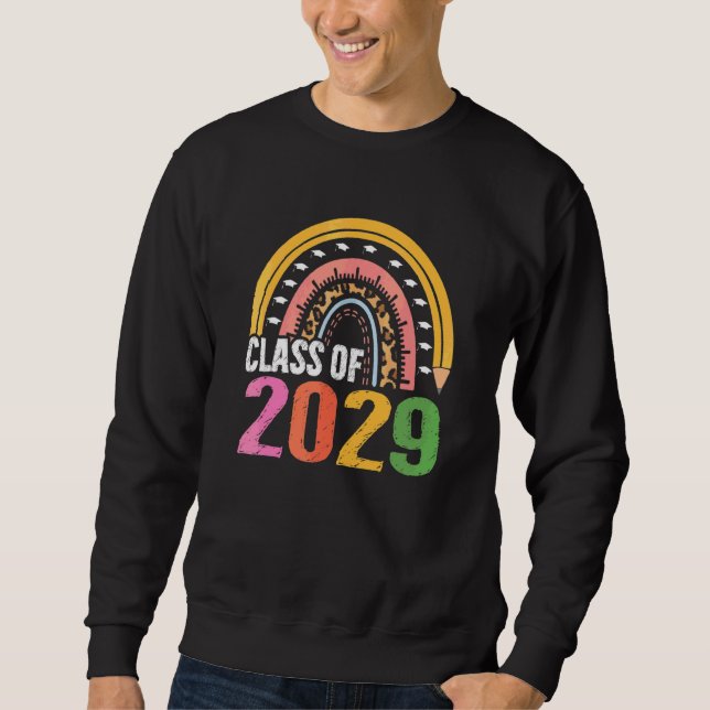 Sweatshirt Classe De 2029 Senior 2029 Boho Rainbow Croissance (Devant)