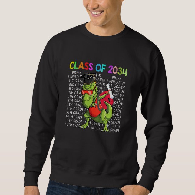 Sweatshirt Classe De 2034 Graduation Grow With Me T Rex (Devant)