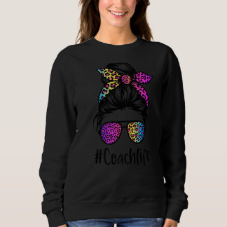 Sweatshirt Classe Vie d'entraîneurs Messy Bun Rainbow Leopard