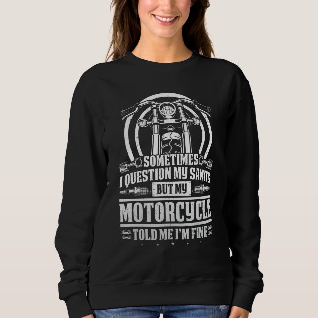 Sweatshirt Classic Biker Question Mon Sanité Mais Ma Moto (Devant)