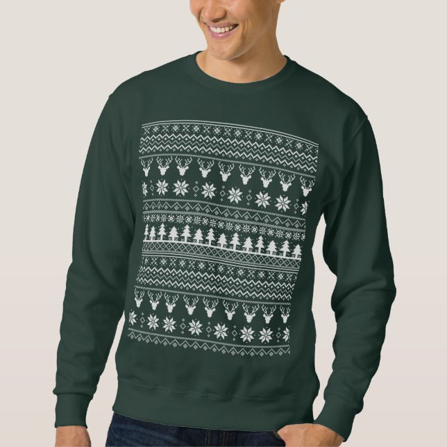 Sweatshirt Classic Holiday Reindeer Christmas Sweater Pattern (Devant)