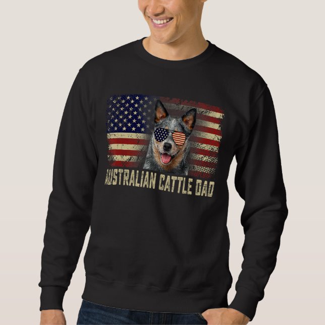 Sweatshirt Classic Retro Usa Drapeau Australian Cattle Papa F (Devant)