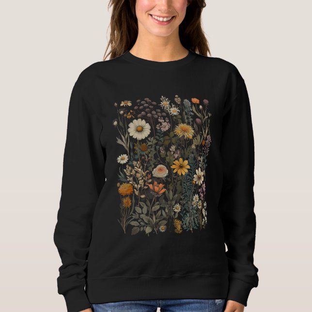 Sweatshirt Classic Wildflowers Gardening Flower Graphic Vinta (Devant)