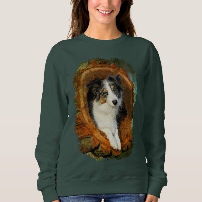 Sweatshirt Classique drôle animal Merle de chien bleu de (Devant)