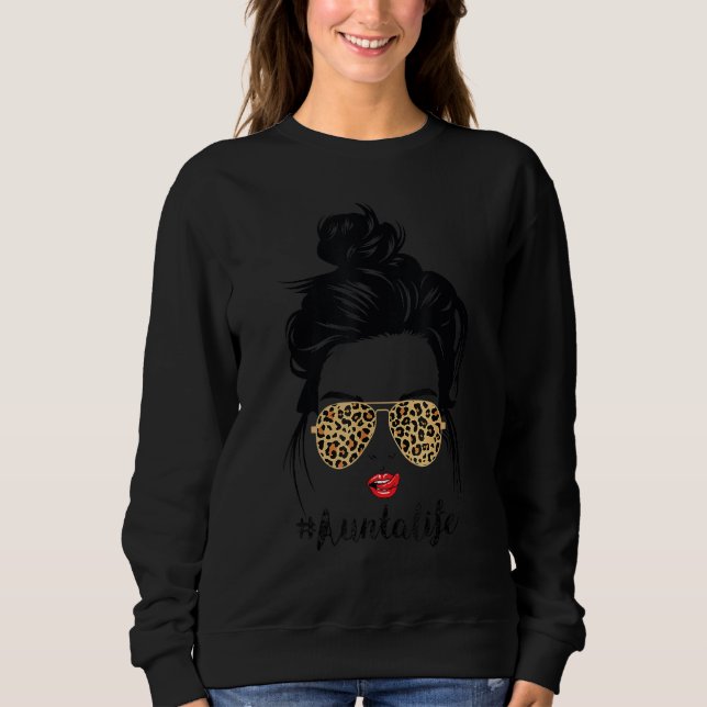 Sweatshirt Classy Aunta Life with Empreinte de léopard Shades (Devant)