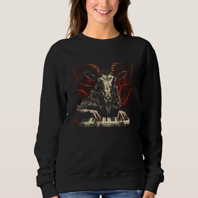 Sweatshirt Clavier synthétiseur occulte Baphomet Synth Satan  (Devant)