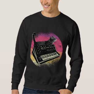 Sweatshirt Clavier Vintage Synthesizer Cat Synth