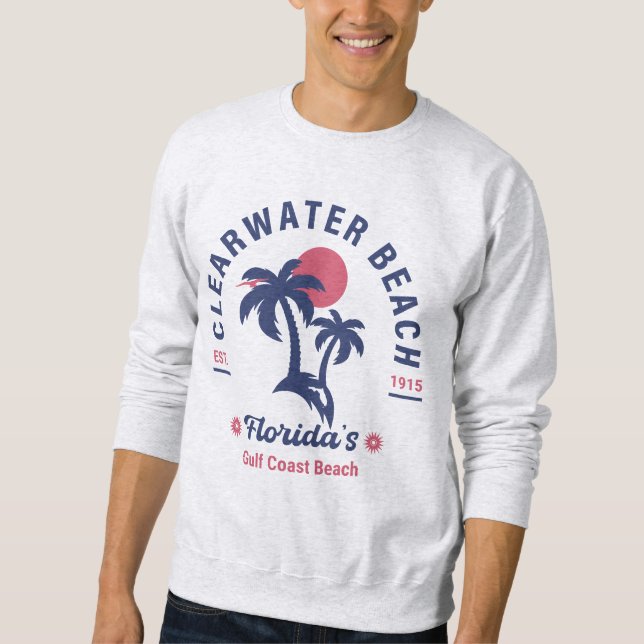 Sweatshirt Clearwater Beach Floride Palm Tree Souvenirs 60s (Devant)