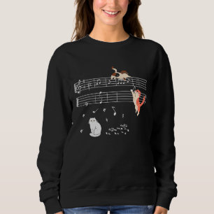 Sweatshirt Clef Musicien Cute Cat Kitty Jouer Musique Note