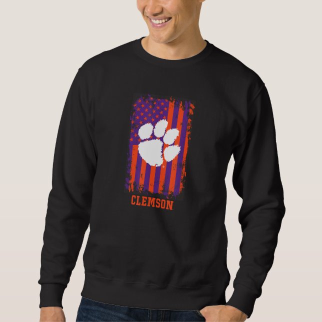 Sweatshirt Clemson Tigers Patriotic Retro American Flag (Devant)