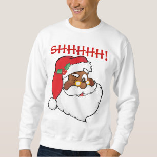 Sweatshirt Cligner de l'oeil Père Noël noir gardant des