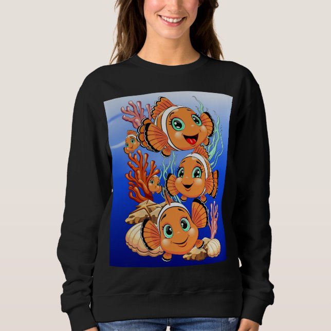 Sweatshirt Clown fish Cartoon cute Family Underwater (Devant)