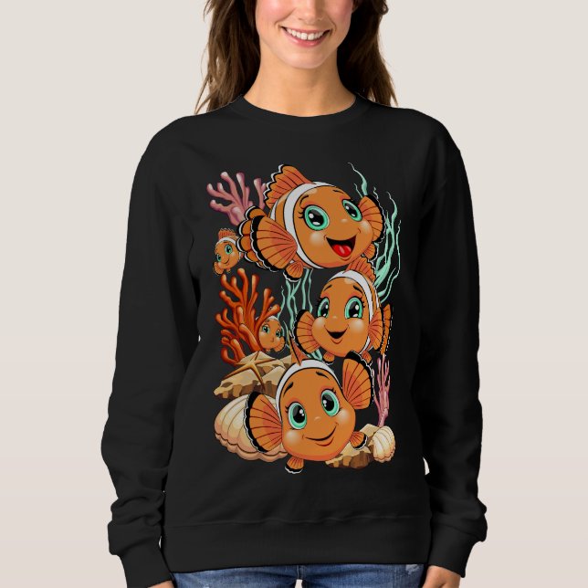 Sweatshirt Clown fish Cartoon cute Family Underwater (Devant)