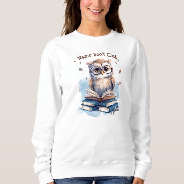 Sweatshirt Club de livres sur mesure, hibou (Devant)