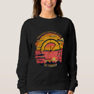 Sweatshirt Club de procrastination du coucher de soleil Rétro