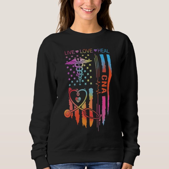 Sweatshirt CNA Nurse Appreciation Week Gift USA Flag 4th of J (Devant)