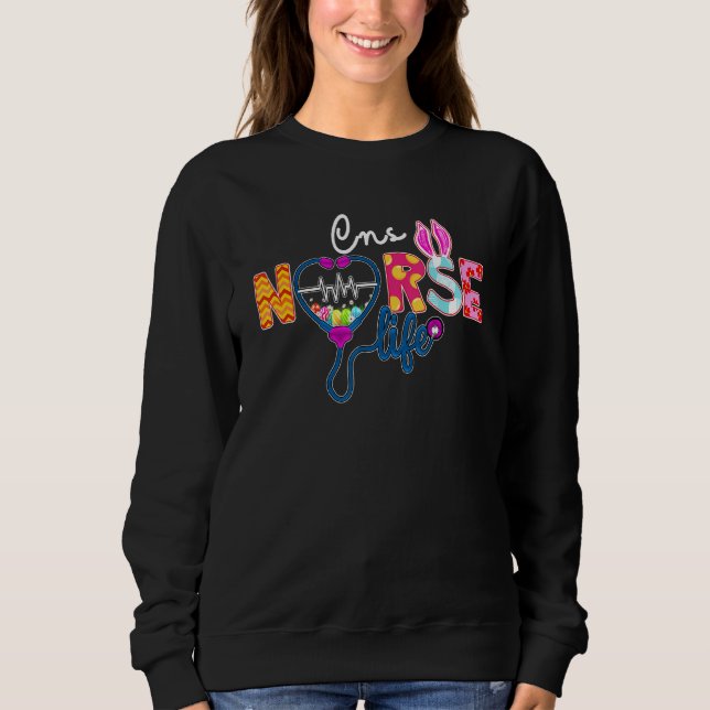 Sweatshirt Cns Infirmière Plaid Oeuf Bunny Amour Stethoscope  (Devant)