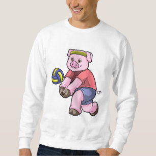 Sweatshirt Cochon au sport avec volley-ball