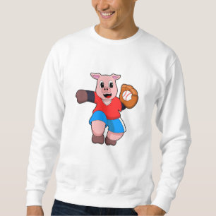 Sweatshirt Cochon de baseball avec gant de baseball