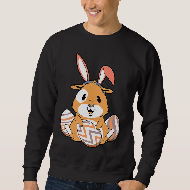 Sweatshirt Cochon d'Inde de Pâques avec oreilles de lapin et  (Devant)