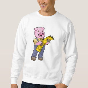 Sweatshirt Cochon en fermier avec paille