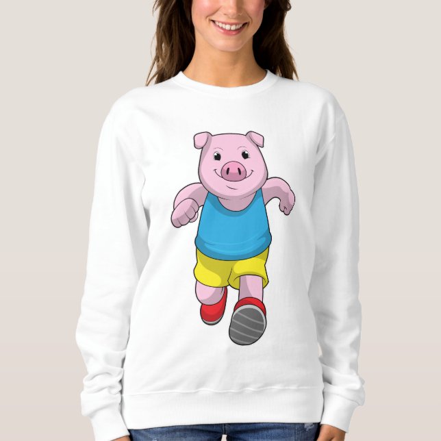 Sweatshirt Cochon en tant que coureur à l'exécution (Devant)
