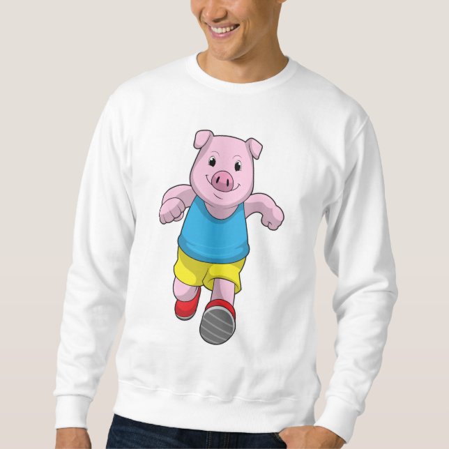 Sweatshirt Cochon en tant que coureur à l'exécution (Devant)