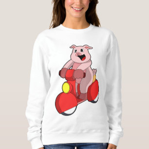 Sweatshirt Cochon en vélo avec Scooter