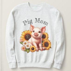 Sweatshirt Cochonnet adorable entouré de tournesols vibrants