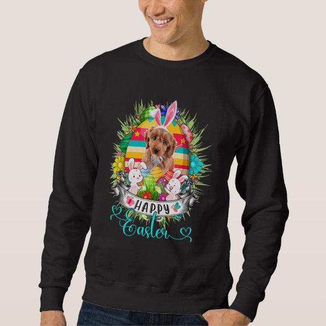 Sweatshirt Cockapoo Chien Dans Les Oeufs De Pâques Basket Bun (Devant)