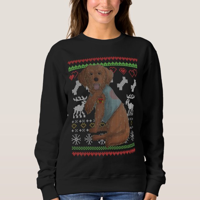 Sweatshirt Cockapoo Chien Père Noël Moche Motif de Noël X (Devant)