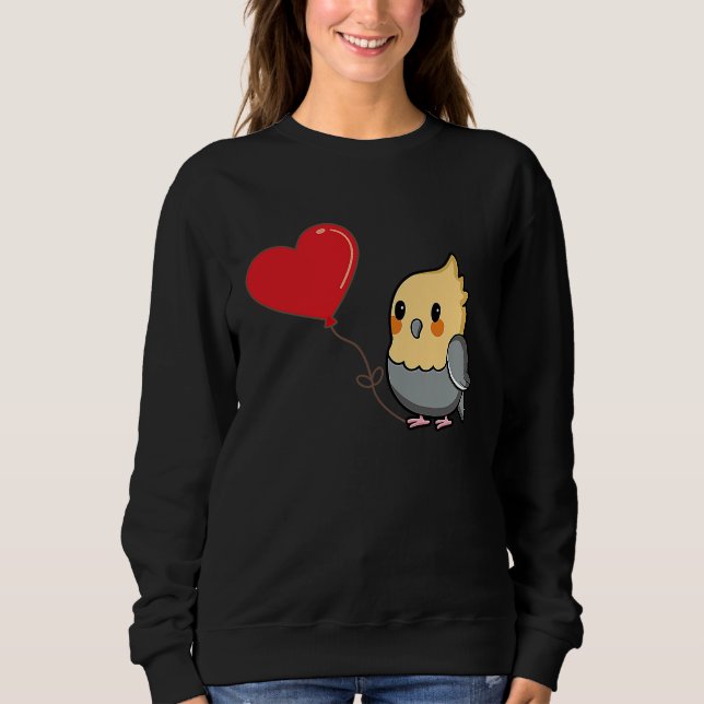 Sweatshirt Cockatiel With Heart Balloon Valentines Day Love B (Devant)