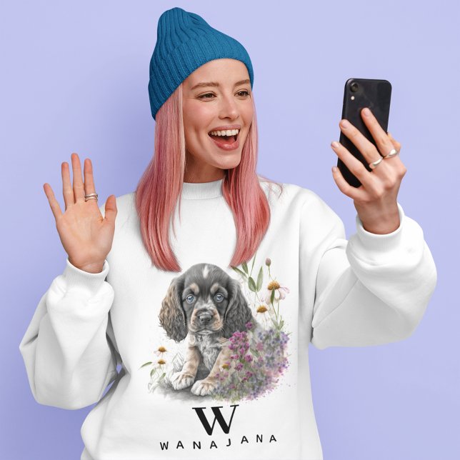 Sweatshirt Cocker Spaniel Chien Animal de compagnie Nom photo (Créateur téléchargé)