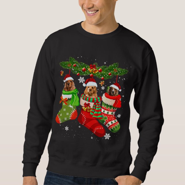 Sweatshirt Cocker Spaniel Dans Sock Xmas Reindeer Père Noël C (Devant)