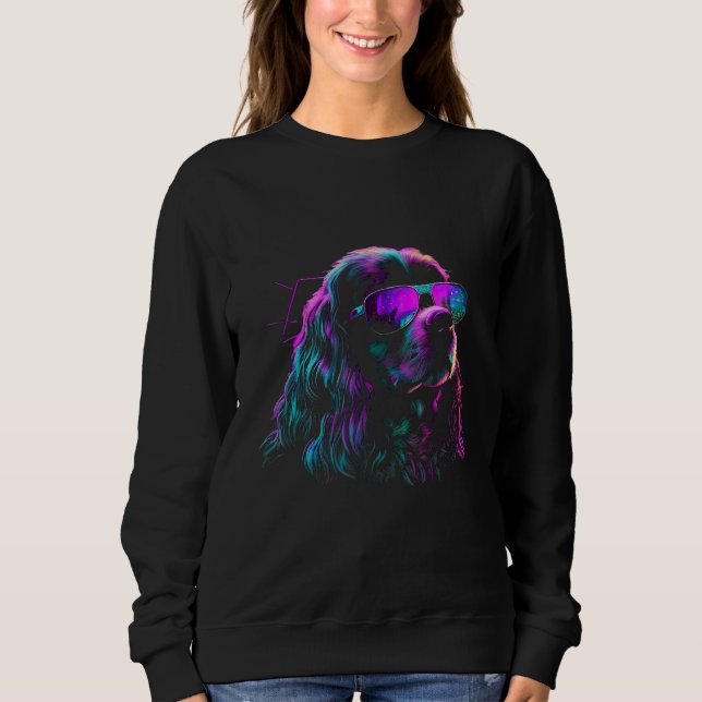Sweatshirt Cocker Spaniel Dog owner Vaporwave Notorious DJ (Devant)