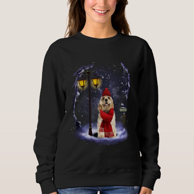 Sweatshirt Cocker Spaniel Père Noël Neige Noël clair hiver P (Devant)
