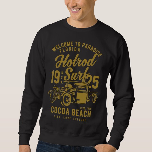 Sweatshirt Cocoa Beach Florida Retro Hotrod Surf  1 (Devant)