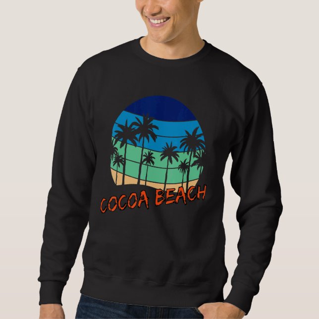 Sweatshirt Cocoa Beach Retro Vintage Sunset Beach Design (Devant)
