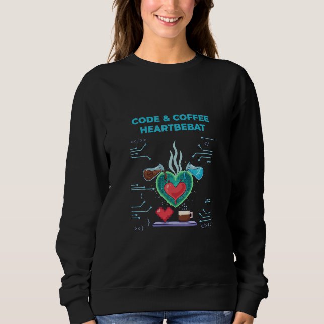 Sweatshirt Code & Coffee Battement de coeur | Drôle de geek p (Devant)