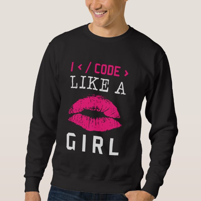 Sweatshirt Code Comme Une Fille Lèvres Coder Logiciel De Prog (Devant)
