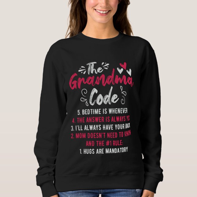 Sweatshirt Code grand-mère drôle règles grand-mère (Devant)