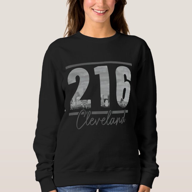 Sweatshirt Code régional Cleveland 216 Skyline Ohio Vintage (Devant)