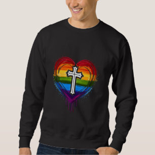 Sweatshirt Coeur arc-en-ciel avec transcendance religieuse Ga