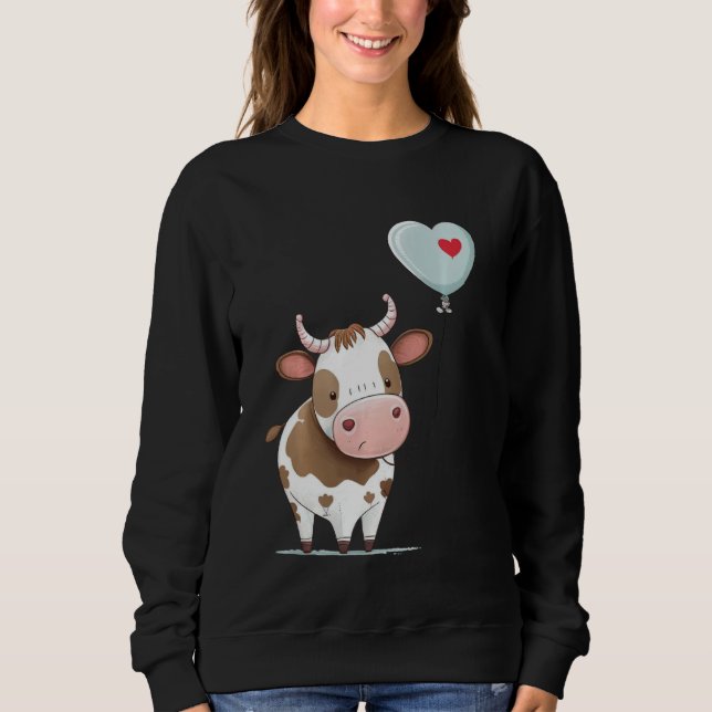 Sweatshirt Coeur d'amour du bétail pour les Valentines Jour s (Devant)