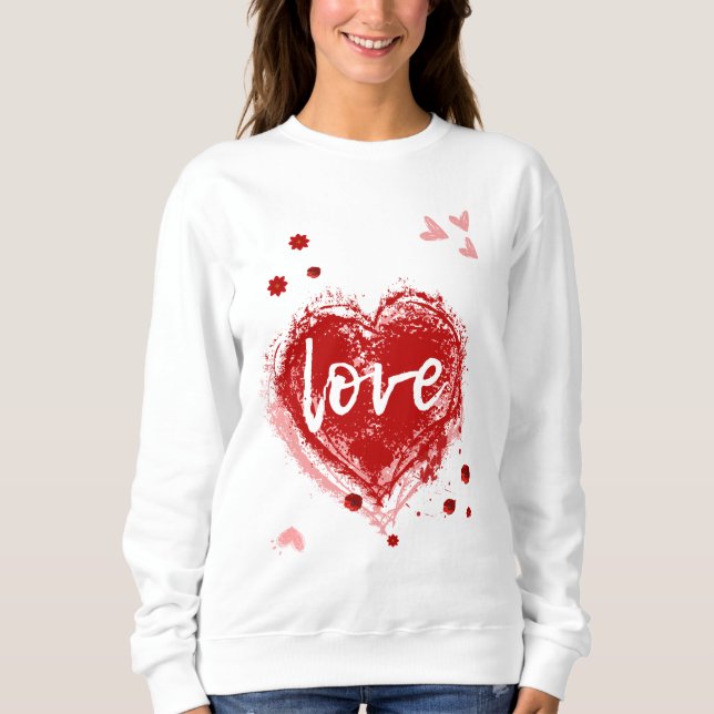 Sweatshirt Coeur d'Amour en Saint Valentin Rouge (Devant)