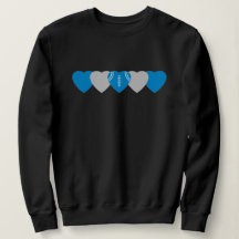 Cœur de football bleu et argent foncé