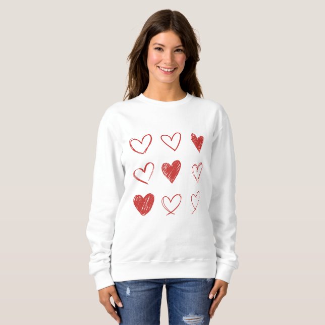 Sweatshirt Coeur Dessiné à la Main (Devant entier)